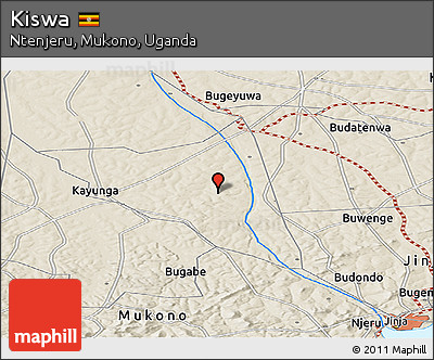 Shaded Relief Panoramic Map of Kiswa