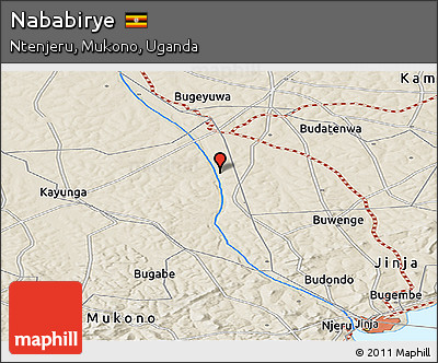 Shaded Relief Panoramic Map of Nababirye