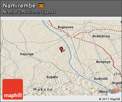 Shaded Relief Panoramic Map of Namirembe