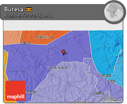 Political 3D Map of Butesa