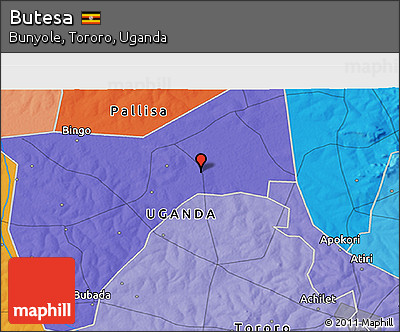 Political 3D Map of Butesa
