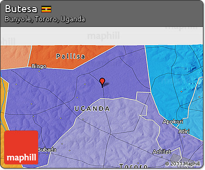 Political 3D Map of Butesa