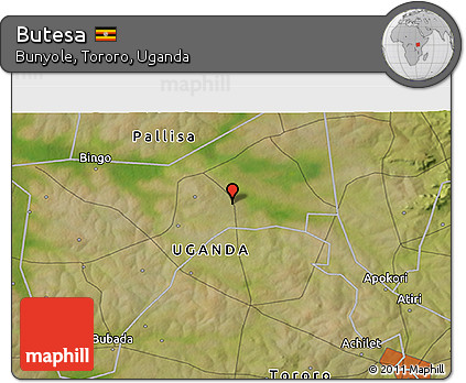 Satellite 3D Map of Butesa