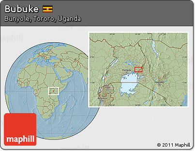 Savanna Style Location Map of Bubuke, hill shading