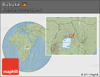 Savanna Style Location Map of Bubuke, hill shading