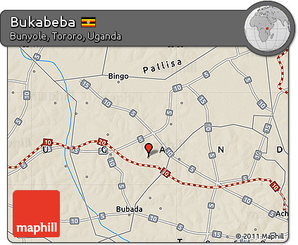 Shaded Relief Map of Bukabeba