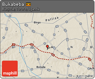 Shaded Relief Map of Bukabeba
