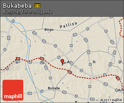 Shaded Relief Map of Bukabeba