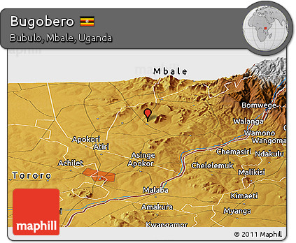 Physical Panoramic Map of Bugobero