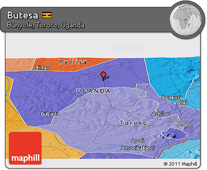 Political Panoramic Map of Butesa