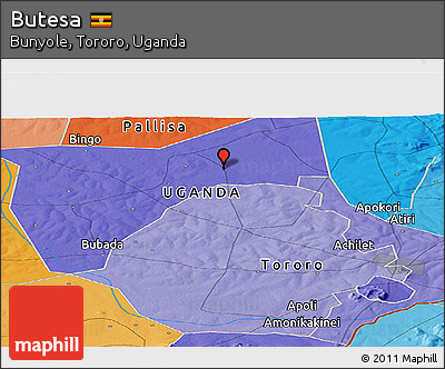 Political Panoramic Map of Butesa