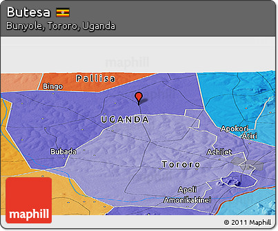 Political Panoramic Map of Butesa