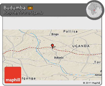 Shaded Relief Panoramic Map of Budumba