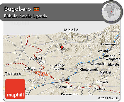 Shaded Relief Panoramic Map of Bugobero