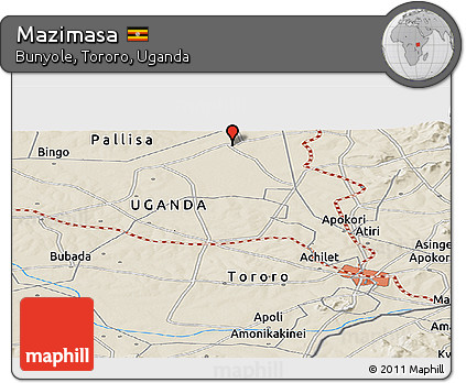 Shaded Relief Panoramic Map of Mazimasa