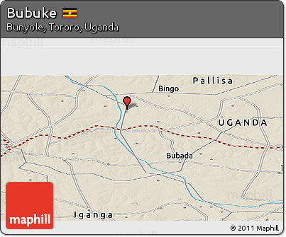 Shaded Relief Panoramic Map of Bubuke