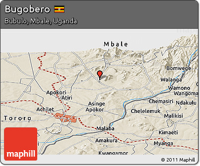 Shaded Relief Panoramic Map of Bugobero
