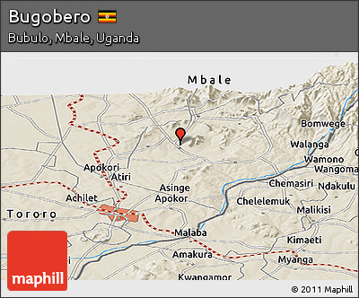 Shaded Relief Panoramic Map of Bugobero