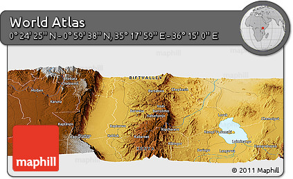 Physical Panoramic Map of the Area around 0° 42' 2" N, 35° 46' 29" E