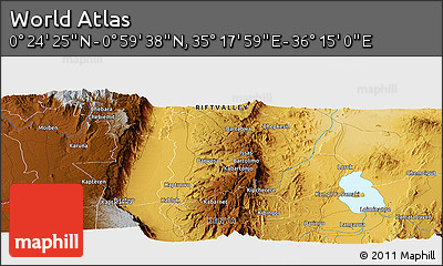Physical Panoramic Map of the Area around 0° 42' 2" N, 35° 46' 29" E