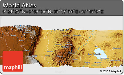 Physical Panoramic Map of the Area around 0° 42' 2" N, 35° 46' 29" E