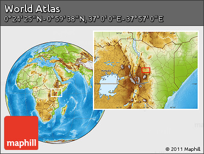 Physical Location Map of the Area around 0° 42' 2" N, 37° 28' 30" E
