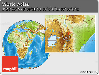 Physical Location Map of the Area around 0° 42' 2" N, 37° 28' 30" E