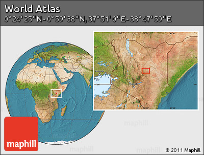 Satellite Location Map of the Area around 0° 42' 2" N, 38° 19' 30" E