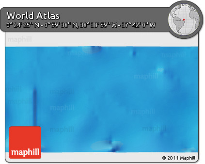Shaded Relief 3D Map of the Area around 0° 42' 2" N, 38° 10' 29" W