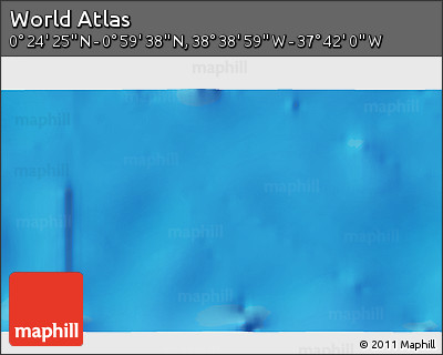 Shaded Relief 3D Map of the Area around 0° 42' 2" N, 38° 10' 29" W
