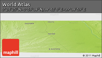 Physical Panoramic Map of the Area around 0° 42' 2" N, 39° 10' 29" E