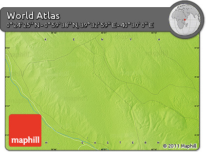 Physical Map of the Area around 0° 42' 2" N, 40° 1' 29" E