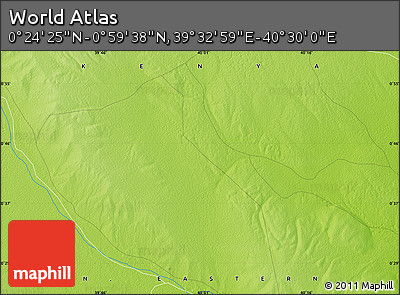 Physical Map of the Area around 0° 42' 2" N, 40° 1' 29" E