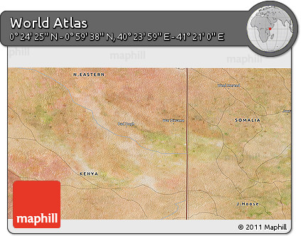 Satellite 3D Map of the Area around 0° 42' 2" N, 40° 52' 30" E