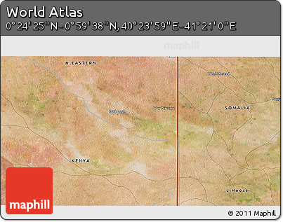 Satellite 3D Map of the Area around 0° 42' 2" N, 40° 52' 30" E