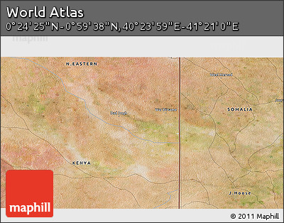 Satellite 3D Map of the Area around 0° 42' 2" N, 40° 52' 30" E