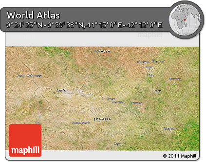 Satellite 3D Map of the Area around 0° 42' 2" N, 41° 43' 30" E