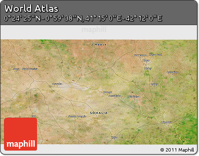Satellite 3D Map of the Area around 0° 42' 2" N, 41° 43' 30" E
