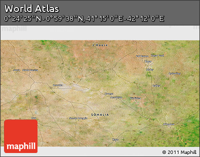 Satellite 3D Map of the Area around 0° 42' 2" N, 41° 43' 30" E