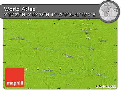 Physical Map of the Area around 0° 42' 2" N, 41° 43' 30" E