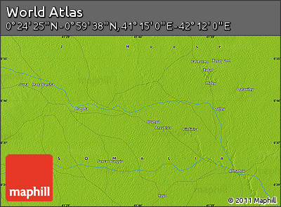 Physical Map of the Area around 0° 42' 2" N, 41° 43' 30" E