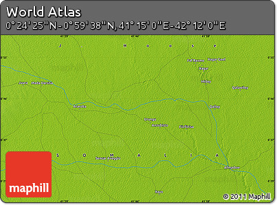 Physical Map of the Area around 0° 42' 2" N, 41° 43' 30" E