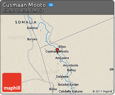 Shaded Relief 3D Map of Cusmaan Mooto