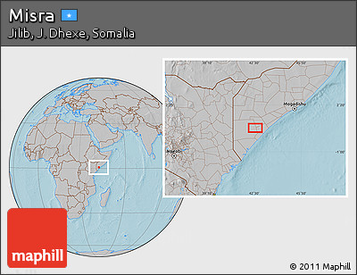 Gray Location Map of Misra, hill shading