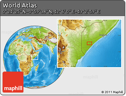 Physical Location Map of the Area around 0° 42' 2" N, 42° 34' 30" E