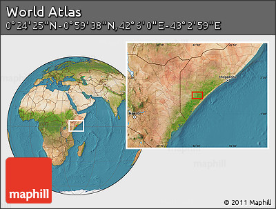 Satellite Location Map of the Area around 0° 42' 2" N, 42° 34' 30" E