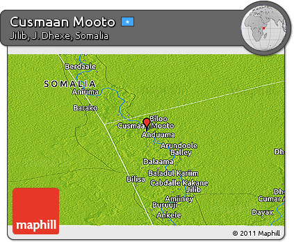 Physical Panoramic Map of Cusmaan Mooto