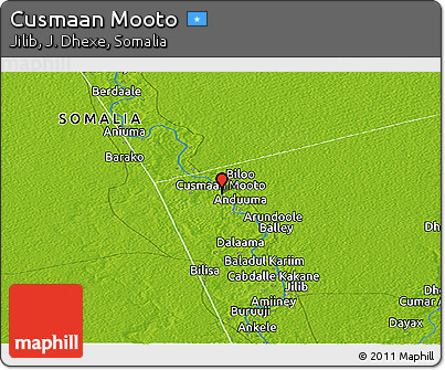 Physical Panoramic Map of Cusmaan Mooto