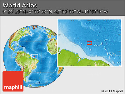 Physical Location Map of the Area around 0° 42' 2" N, 42° 25' 29" W
