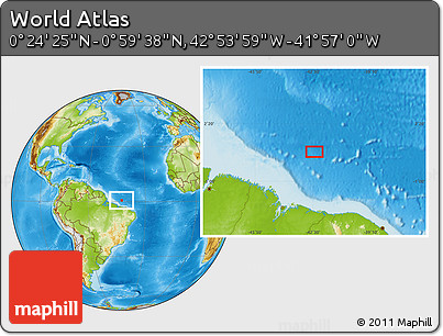 Physical Location Map of the Area around 0° 42' 2" N, 42° 25' 29" W